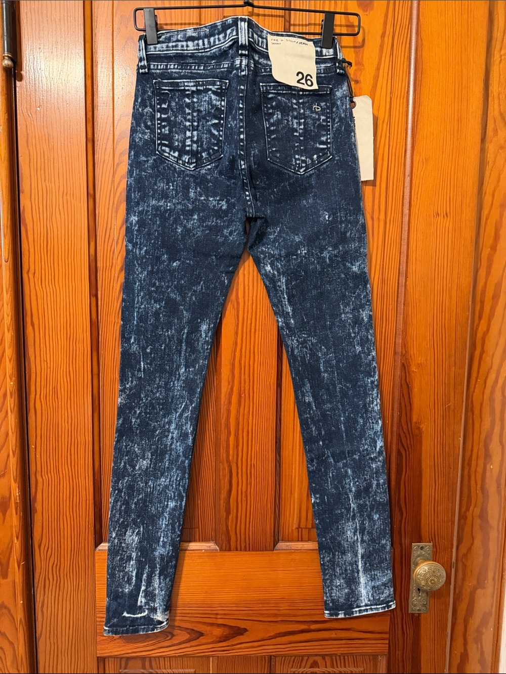New Rag and Bone Acid Wash Skinny Jeans - Size 26 - Grunge Edgy Premium Denim - Picture 6 of 15